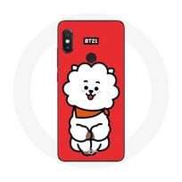 Coque pour Xiaomi Redmi Note 5 Pro BTS Bangtan Garçons BT21 RJ de Jin Fond Rouge
