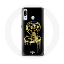 Coque pour Samsung Galaxy A20 Cobra Kai Logo Jaune Fond Noir Affiche Série