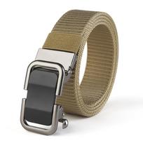 New Toothless Automatic Buckle Belt Nylon Canvas Belt Outdoor Casual Breathable Belt 120cm chaki