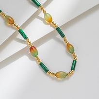 New Instagram Cool Style, Light Luxury, High Grade Feeling, Peacock Stone Necklace, Fashionable and Exquisite, Agate Collar Chain, Elegance 38cm