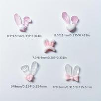 20 vnt Mieli triušio ausų nagų dailės papuošimai Velykoms, šviesūs animacinių filmų nagų aksesuarai, „Bow Knot Love Long Ear Rabbit“ aksesuarai white