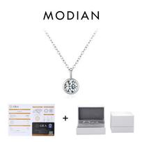 Modian 1 Karaat D Kleur Ronde Bezel Setting Moissanite Hanger Ketting 925 Zilveren Lab Diamant Vrouwen Sieraden Met Certificaat Doos sidabras