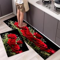 Plaunamas virtuvės kilimėlis grindims Stalo reikmenų raštas Vonios įėjimo kilimėlis Prieškambaris Balkonas Kilimas Miegamojo Svetainės plotas Kilimėlis 40cmx60cm 1pc black