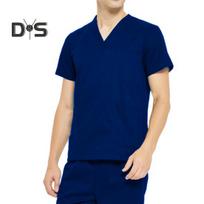 2vnt./komplektas Unisex ligoninės uniformos rinkinys V formos iškirpte, trumpomis rankovėmis, kišenės, elastinės juosmens kelnių rinkinys Greitai džiūstantis grožio salonas dantų slaugytojos darbo kostiumas 3XL tamsiai mėlyna spalva
