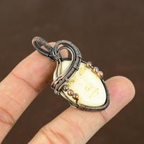 Natural Cameo Face Gemstone Handmade Copper Wire Wrap Pendant 1.97  H9k51