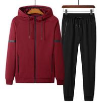 Dvipusis medvilninis laisvalaikio sportinis kostiumas vyrams, sportinės ilgomis rankovėmis, dviejų dalių komplektas, didelis medvilninis kostiumas, 8xl dydis XXXXL black