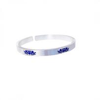 Full Silver 999 Enamel Ancient Three Lotus Bracelet China-Chic Cloisonne Colorless Gift for Mother Adjustable size