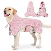 Dog Bathrobe Towel Microfibre Bath Robe Pet Super Absorbent Drying Coat M rožinė