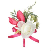 Vestuvių atlapo gėlė Dirbtinė rožė Sagė Kostiumo segtukas Jubiliejui Style B 9.5cmx12cm beige
