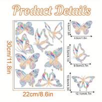 1 rinkinys, Suncatcher Spalvingi langų lipdukai Suncatcher Rainbow Prism Butterfly Statiniai stiklo lipdukai PVC nuo susidūrimo langų lipdukai Butterfly white