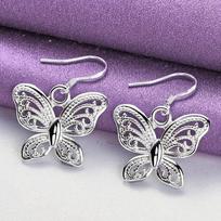 CHSHINE 925 Sterling Silver Butterfly Earrings For Women Fashion Charm Jewelry 3.50*2.30cm white