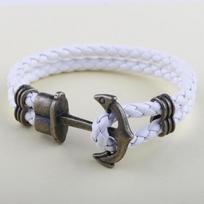 Odinė apyrankė vyrams Juoda pynė Daugiasluoksnė virvelės grandinėlė Nerūdijančio plieno inkaras Vyriški papuošalai Pulseras Dovanos Bronze Anchor balta