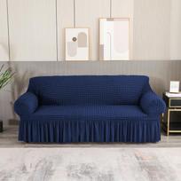 Langeliu Seersucker Sofos Užvalkalas Tampri Sofos Europos Užvalkalai Fotelio Užvalkalas Kampinės Sofos Sofos Užvalkalas 1/2/3/4 Vietos Svetainei 1Seat 90-130cm gray