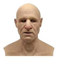 Senos moters kaukė Halloween Creepy raukšlėms veido kaukė Latekso Cosplay vakarėlio rekvizitai beige