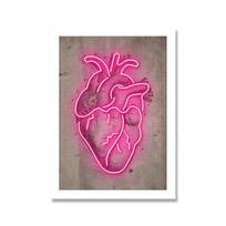 Šiaurietiškas neoninis širdies skeletas vintažinis paveikslų sienos meno drobės tapyba plakatai ir spaudiniai freska svetainei barui namų dekoravimui 21x30cm No Framed pink