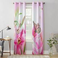 Lelijos ir drugelis langų užuolaida svetainei, miegamojo dekoravimui, užuolaidos, prabangi virtuvės karnizo užuolaida 135W x 60H(cm) x1 white