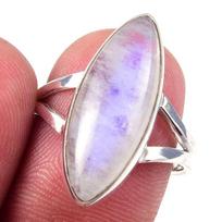 Natural Rainbow Moon Stone Gemstone Handmade 925 Sterling Silver Ring S.8 R5F39 pink