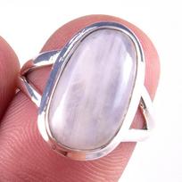 Natural Rainbow Moon Stone Gemstone Handmade 925 Sterling Silver Ring S.7 t4t11 gray