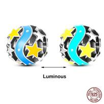 S925 Silver Glow in The Dark Firefly Honeybee Star Beads Fit  S925 Original Bracelets DIY Charms for Jewelry Making Gift