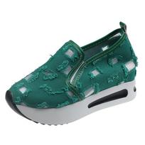 Casual Women's Shoes Air Cushion Rocking Sole Shoes Women's Thick-soled Single Shoes 42 žalia