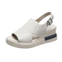 Vasariniai pleištiniai sandalai Madingi Retro Romen paplūdimio batai Moteriški Laisvalaikiai Peep Toe Minkšti Patogūs Sandalias De Mujer 36 white