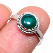 Natural Green Onex Gemstone Handmade 925 Sterling Silver Jewelry Ring S.7 y0q21