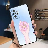 Telefono dėklas Xiaomi Redmi Note 11T 11S 10 Lite 10S 8 9S 7 11 Pro 8T 9 Apsauginis dėklas Smūgiams atsparus TPU Minkštas Funda Mielas Mėnulis su stebuklinga lazdele Redmi Note 11SE gray