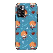 Cartoon Genshin Impact Case for Xiaomi Redmi Note 9S 9 8 10 11 Pro 9C 9A 7 8T 7A 8A 6A 6 10S Black Soft Silicone Phone Cover Redmi Note 11 blue