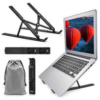 Foldable Laptop Stand Portable Notebook Support Base Holder Adjustable Riser Cooling Bracket for Laptop Tablet with Storage Bag pink