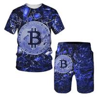 Bitcoin Pattern T Shirt Men 3D print Men Tracksuits Sets Men Fashion Oversized Tshirt Suit Casual Men Clothes 5XL gray