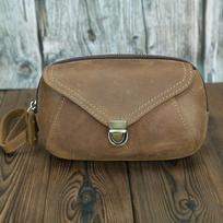 Crazy Horse Skin Waist Bag, Genuine Leather, One Shoulder Crossbody Phone Bag, Men's Wearing Belt, Hanging Waist Small Bag bistras
