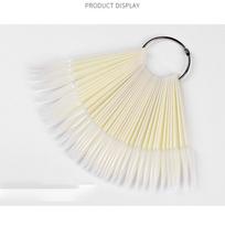 Fake Nails Display Iron Ring Fan-Shaped Color Card 40 Pieces of Fake Nails Pointed Nails Practice Nail Pieces Nail Art Tools geltona