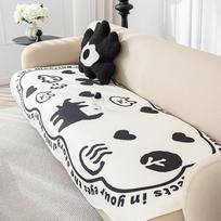 Cartoon Special-Shaped Air Yarn Sofa Cushion Four Seasons Universal Non-Slip Seat Cushions Genuine Leather Sofa Cover Cover Cloth Seat Cushion 90*90cm black