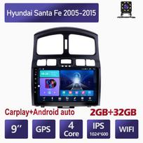Android Carplay Automobilio Radijas Multimedija Vaizdo Grotuvas Navigacija GPS Hyundai Santa Fe 2005-2015 2din Galvos Vienetas 4+64GB 2+32GB black
