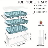 1set Ice Cube Tray, 3 Packs Round Ice Cube Trays for Freezer, Easy-Release Ice Ball Maker Mold with Removable Lid and Bin Making Ice Balls 1set mėlyna