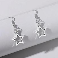 New Fashion Pentagram Jewelry Popular Creative Metal Hollow Metal Star Earrings Ear Hook Women sidabras