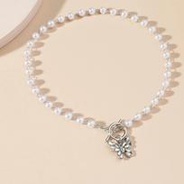 Diamond Pearl Butterfly Chain Necklace Female, New Simple and Versatile Neck Chain Collarbone Chain Female sidabras