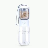 Food Grade material 2 in 1 Portable Pet Dog Water and Food Bottle for Walking Feeder for Dogs Drinking Bottle gray