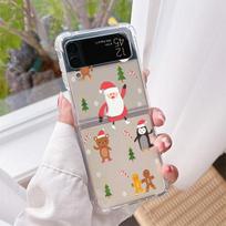 Luxury Case For Samsung Galaxy Z Flip 3 4 5G Funda Z Flip3 Clear PC Hard Shockproof Back Phone Coque Cute Cartoon Doll Christmas Samsung Z Flip