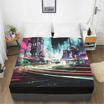 Namų tekstilė Miesto naktinis raštas pritaikytas paklodės 3D spausdintas čiužinio užvalkalas Elastinė juosta lovatiesė Patalynė, vienetinė 120x200 3pcs gray