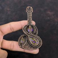 Copper Purpurite Pendant Copper Wire Wrapped Pendant Guitar Pendant Handmade Pendant Wonderful Copper Jewelry Gift For Her Gemstone Pendant black