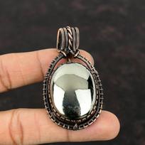 Apache piritas pakabukas, apvyniotas varine viela, rankų darbo vielos apvyniojimo papuošalas, tikro brangakmenio pakabukas, gražus varinis papuošalas, dovana jai beige