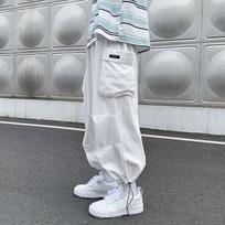 FiveFive Drawstring Pants Men's Baggy Jogging Pants Japanese Men Wide Leg Pants Male Casual Loose Trousers M balta