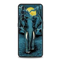Animal Elephant Creative Phone Case For Realme 12 11 10 9 8 5G 7 6 GT5 GT3 GT2 Pro Plus C21 C11 C25 C35 GT Neo 2 3 3T 5 Cover Realme 8 5G black