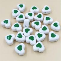 10pcs Acrylic Solid Color Baking Paint Love Loose Beads Fashion DIY Handmade Material for Necklace Bracelet Jewelry Making tamsiai žalia spalva