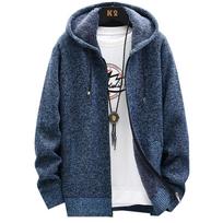 Autumn and Winter Mens Baggy Hooded Casual Full Zip Sweater Coats Warm Tops Plain Outwear Jackets XXXL mėlyna-pilka spalva