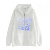 Gothic Style Zipper Oversize Hoodie Casual Gradient Jacket S juoda