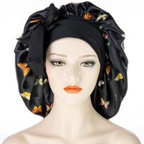 Long Hair Care Women Silk Satin Bonnet Sleep Hat Cap Night Caps Head Wraps juoda