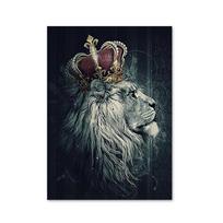 Liūto karaliaus plakatai ir spaudiniai Šiuolaikinės laukinės gamtos drobės tapybos sienų meno nuotraukos, skirtos gyvenamojo kambario namų dekoravimui 21x30cm No Framed gray