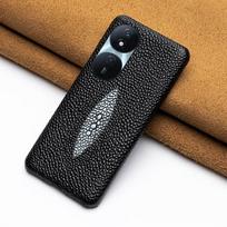 Half-Covered Leather Protective Cover for Honor Play 50 Plus - Cowhide Pearl Fish Skin Design Other models, please specify juoda